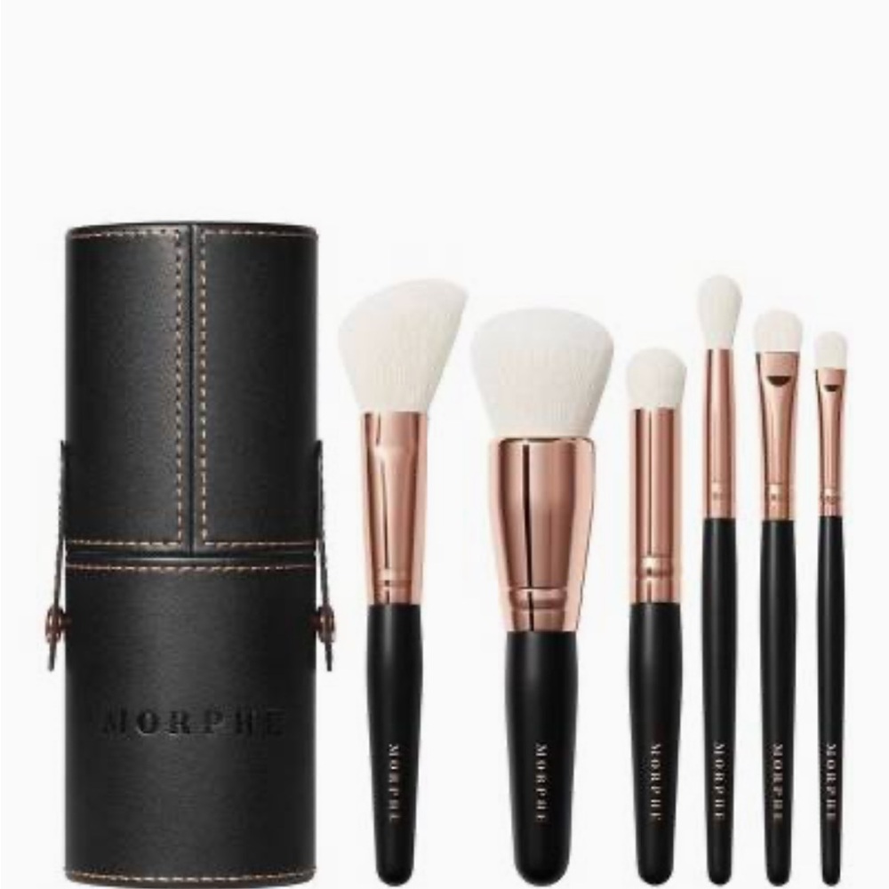 Morphe Black Leather Case with 6 Makeup Brushes!